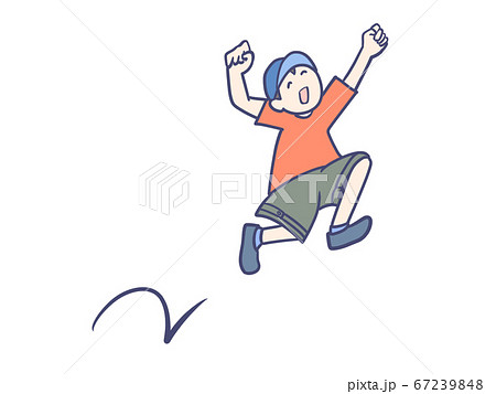 ジャンプする男の子のイラスト素材