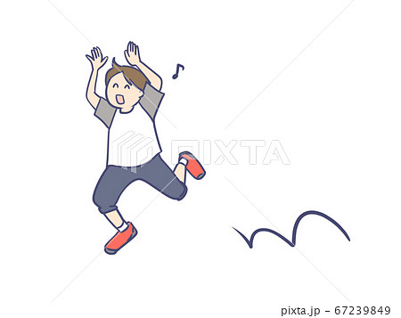 ジャンプする男の子のイラスト素材