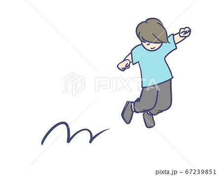 ジャンプする男の子のイラスト素材