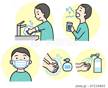 Illustration Of An Adult Washing Hands Gargle Stock Illustration