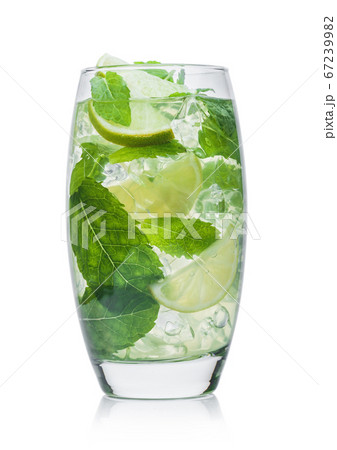 Glass of Mojito summer alcoholic cocktail with ice Glass of Mojito summer alcoholic cocktail with ice 67239982