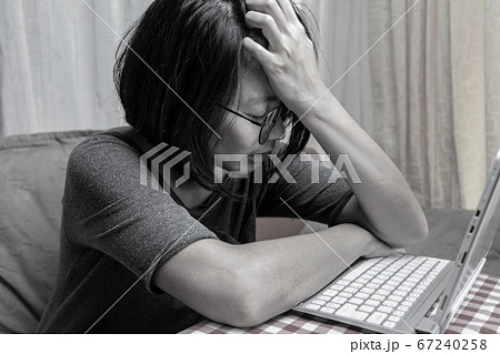 Exhausted businesswoman for work at home Exhausted businesswoman for work at home 67240258