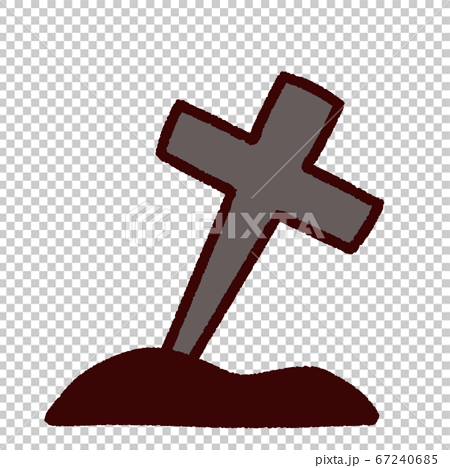 傾いた十字架のお墓のイラスト素材