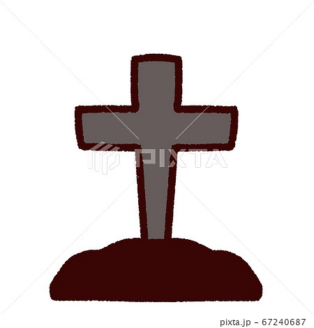洋風の十字架のお墓のイラスト素材