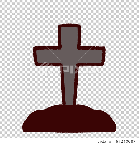 洋風の十字架のお墓のイラスト素材