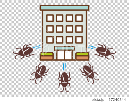 マンションから退散するゴキブリの集団 67240844