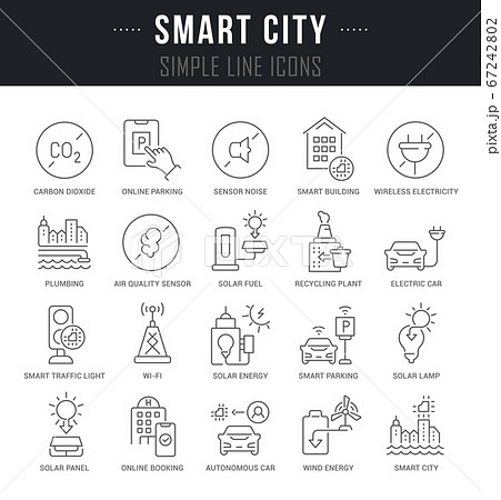 Set Vector Line Icons of Smart City Set Vector Line Icons of Smart City 67242802