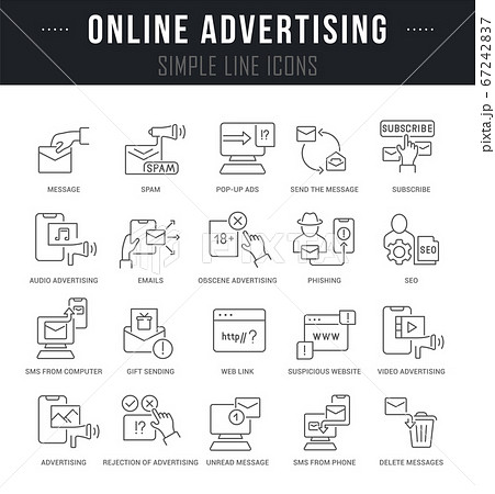 Set Vector Line Icons of Online Advertising 67242837