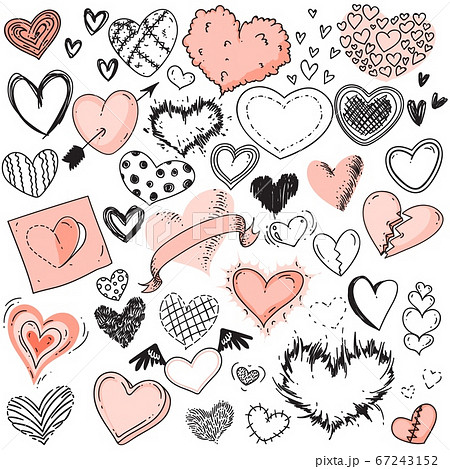 Heart sketches. Doodle heart shape symbols set 67243152