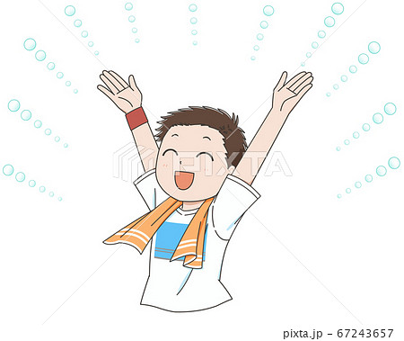 万歳するtシャツの男性 のイラスト素材