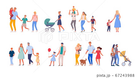 Family on walk set isolated on white background Family on walk set isolated on white background 67243988