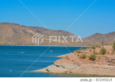View of Lake Pleasant in Lake Pleasant Regional Park, Sonoran Desert, Arizona USA View of Lake Pleasant in Lake Pleasant Regional Park, Sonoran Desert, Arizona USA 67245014