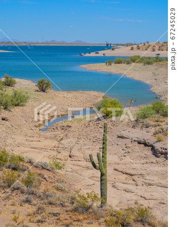 View of Lake Pleasant in Lake Pleasant Regional Park, Sonoran Desert, Arizona USA View of Lake Pleasant in Lake Pleasant Regional Park, Sonoran Desert, Arizona USA 67245029
