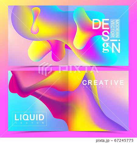 Vector design templates in trendy vibrant gradient colors with abstract fluid shapes, paint splashes, ink drops for square design bi fold brochure, flyer, cover, booklet design. Abstract fluid shapes. Vector design templates in trendy vibrant gradient colors with abstract fluid shapes, paint splashes, ink drops for square design bi fold brochure, flyer, cover, booklet design. Abstract fluid shapes. 67245775