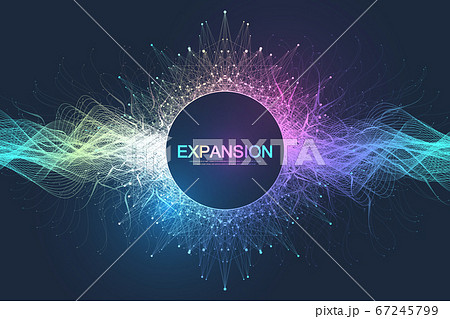 Colorful explosion background with connected line and dots, wave flow. Visualization expansion of life. Abstract graphic background explosion, motion burst. Expansion of life vector illustration. Colorful explosion background with connected line and dots, wave flow. Visualization expansion of life. Abstract graphic background explosion, motion burst. Expansion of life vector illustration. 67245799