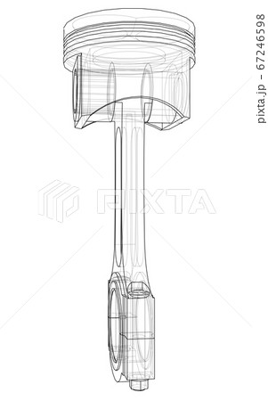 Sketch of piston. 3D illustration 67246598