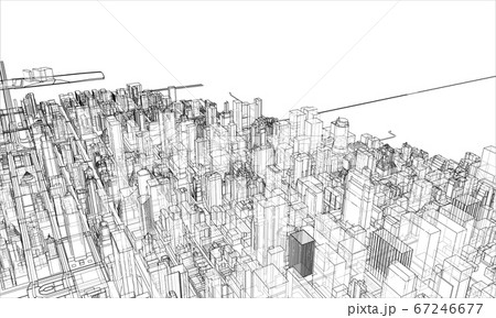 Outline city concept. Wire-frame style 67246677