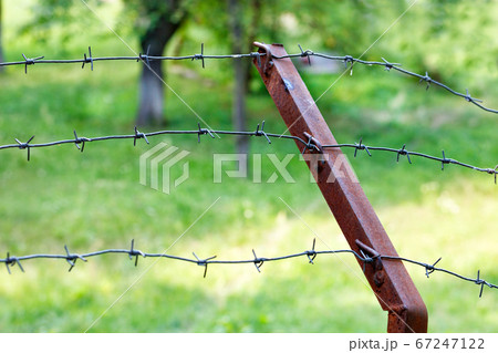 Barbed wire fencing, perimeter security, Barbed wire fencing, perimeter security, 67247122