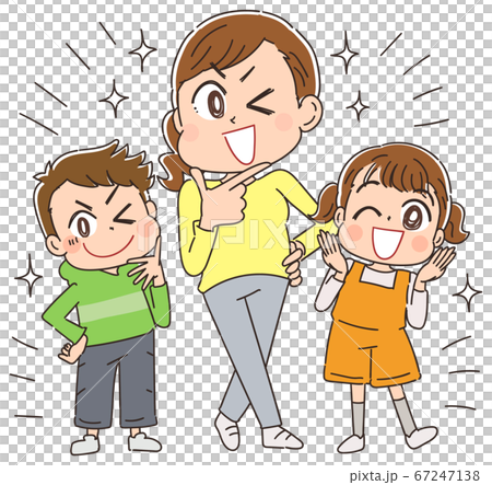 一個微笑的母親和孩子的幽默感的插圖 67247138