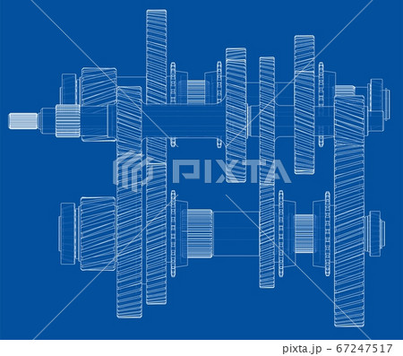 Outline gearbox concept. 3D illustration 67247517