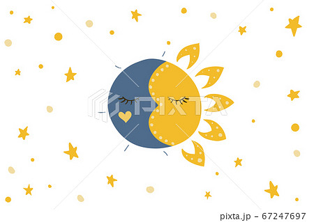 Sun, stars and moon. 67247697