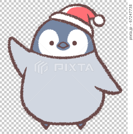 Penguin chick wearing a Christmas hat 67247738
