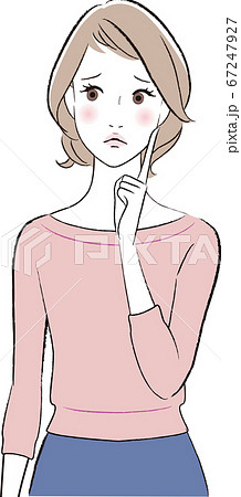 困り顔の女性のイラスト素材