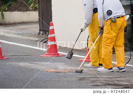 道路工事 ライン消し 道路工事 ライン消し 67248047