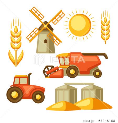 Agricultural set of harvesting items. 67248168