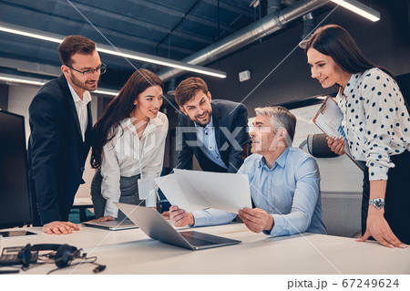 Business colleague working in modern conference room 67249624