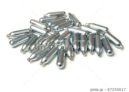 Closeup of hilarious gas  n2o in metallic siphon 67250017