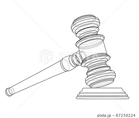 3D outline gavel. 3D illustration 67250224