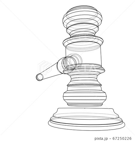 3D outline gavel. 3D illustration 67250226