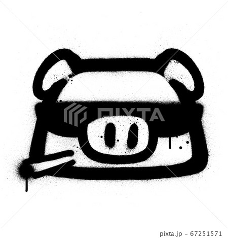 graffiti cool pig icon sprayed in black over white 67251571