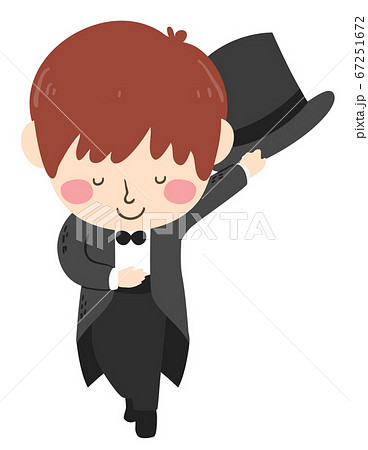 Kid Boy Magician Bow Hat Costume Illustration Kid Boy Magician Bow Hat Costume Illustration 67251672