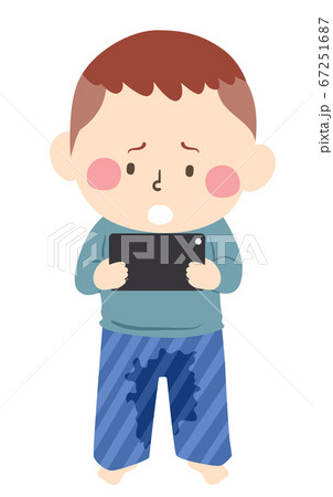 Kid Boy Cant Stop Playing Cellphone Illustration 67251687