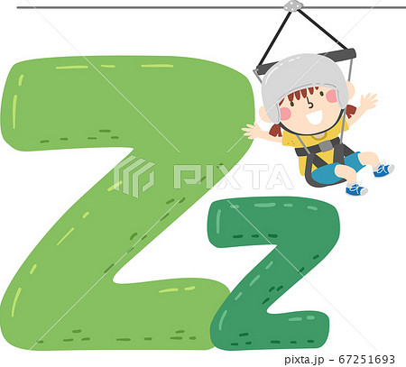 Kid Girl Ziplining Sport Alphabet Illustration 67251693