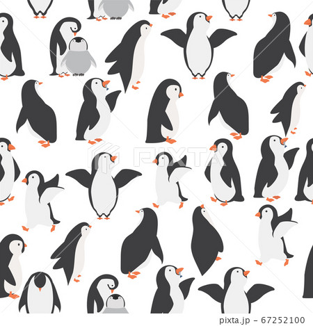 Happy penguin family background pattern 67252100