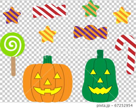 ハロウィンかぼちゃとキャンディ （主線なしver.） 67252954