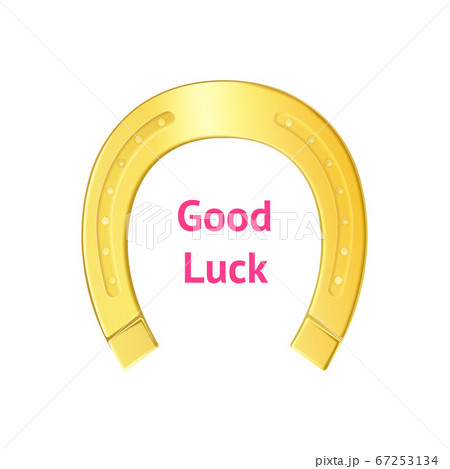 Realistic 3d Detailed Shiny Gold Horseshoe Card. Vector 67253134