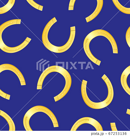 Realistic 3d Detailed Shiny Gold Horseshoe Seamless Pattern Background. Vector 67253136