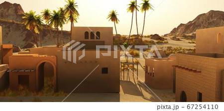 Beautiful natural background -African oasis 3d rendering 67254110