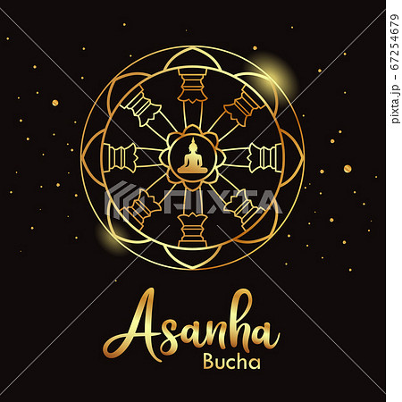 Asanha Bucha day, Important Buddhist Day, with Thammachak gold design 67254679