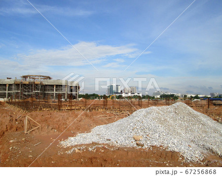 KUALA LUMPUR, MALAYSIA -AUGUST 25, 2017: Construction site in progress during daytime. Construction of the structure of the building is on-going. 67256868
