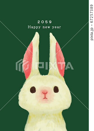 2059年うさぎ年の年賀状テンプレート 2059年うさぎ年の年賀状テンプレート 67257389