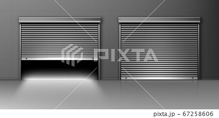 Garage Doors Hangar Entrance With Roller Shuttersのイラスト素材