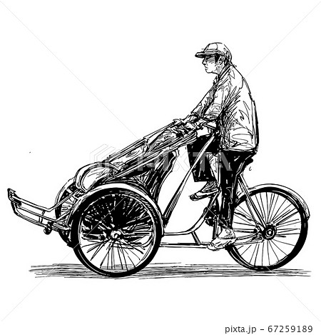 Drawing Of The Tricycle In Vietnam Hoi An のイラスト素材