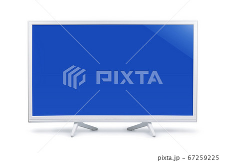White wide screen LED TV with blank blue screen White wide screen LED TV with blank blue screen 67259225
