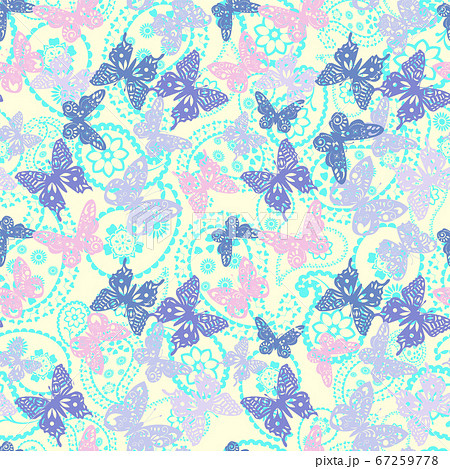 Decorative butterflies and paisley pattern. Decorative butterflies and paisley pattern. 67259778