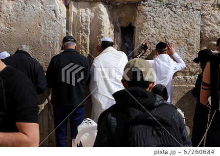 The Wailing Wall is part of the ancient wall around the western slope of the Temple Mount in the Old City of Jerusalem	 67260684